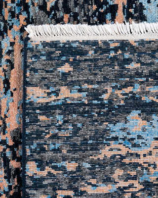 Traditional Ikat Hand Knotted Abstract Silk & Wool Blend Black Area Rug 8' 2" x 10' 0"