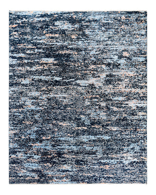 Traditional Ikat Hand Knotted Abstract Silk & Wool Blend Black Area Rug 8' 2" x 10' 0"