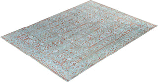 Traditional Ikat Hand Knotted Geometric Silk & Wool Blend Gray Area Rug 8' 10" x 11' 10"