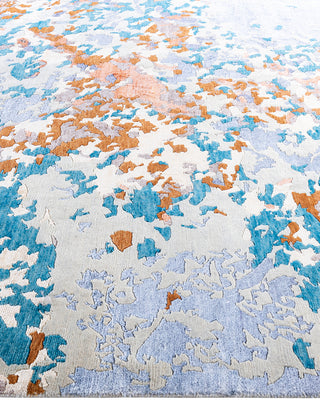 Contemporary Modern Hand Knotted Abstract Silk & Wool Blend Gray Area Rug 8' 3" x 10' 2"