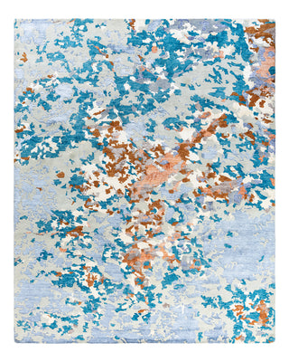 Contemporary Modern Hand Knotted Abstract Silk & Wool Blend Gray Area Rug 8' 3" x 10' 2"