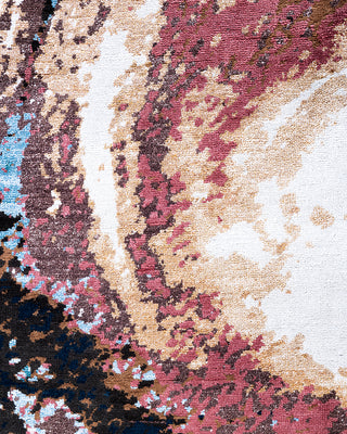 Traditional Ikat Hand Knotted Abstract Silk & Wool Blend Navy Area Rug 8' 3" x 10' 1"