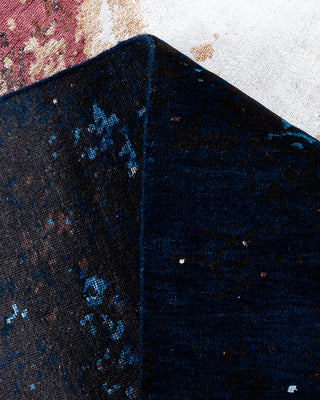 Traditional Ikat Hand Knotted Abstract Silk & Wool Blend Navy Area Rug 8' 3" x 10' 1"