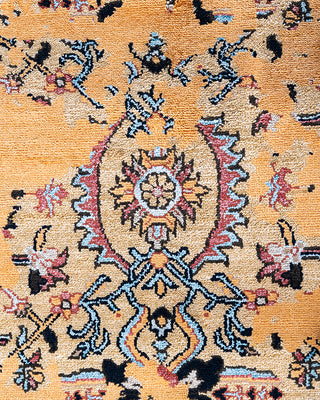 Traditional Ikat Hand Knotted Abstract Silk & Wool Blend Black Area Rug 9' 2" x 12' 3"