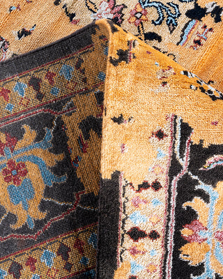 Traditional Ikat Hand Knotted Abstract Silk & Wool Blend Black Area Rug 9' 2" x 12' 3"