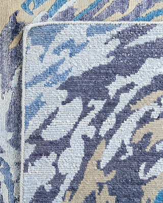 Contemporary Modern Hand Knotted Abstract Silk & Wool Blend Ivory Area Rug 9' 1" x 12' 0"