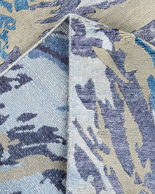 Contemporary Modern Hand Knotted Abstract Silk & Wool Blend Ivory Area Rug 9' 1" x 12' 0"