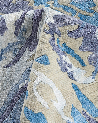 Contemporary Modern Hand Knotted Abstract Silk & Wool Blend Ivory Area Rug 9' 1" x 12' 0"