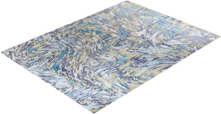 Contemporary Modern Hand Knotted Abstract Silk & Wool Blend Ivory Area Rug 9' 1" x 12' 0"