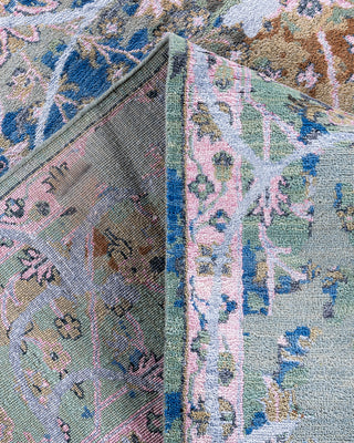 Traditional Ikat Hand Knotted Abstract Silk & Wool Blend Gray Area Rug 9' 1" x 11' 10"