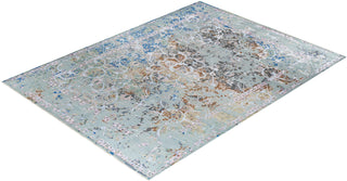 Traditional Ikat Hand Knotted Abstract Silk & Wool Blend Gray Area Rug 9' 1" x 11' 10"