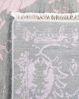 Traditional Ikat Hand Knotted Floral Silk & Wool Blend Gray Area Rug 9' 1" x 12' 1"
