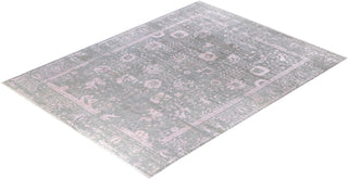 Traditional Ikat Hand Knotted Floral Silk & Wool Blend Gray Area Rug 9' 1" x 12' 1"