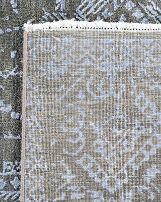 Traditional Ikat Hand Knotted Abstract Silk & Wool Blend Gray Area Rug 8' 1" x 10' 1"