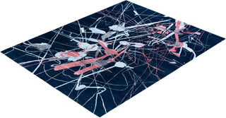 Contemporary Modern Hand Knotted Abstract Silk & Wool Blend Navy Area Rug 8' 0" x 10' 1"