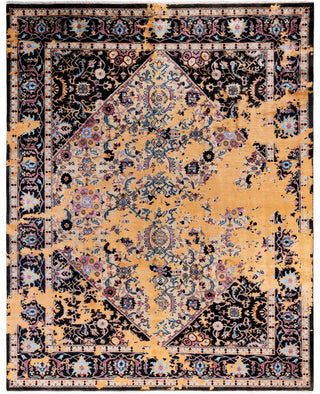 Traditional Abstarct Silk, Wool Hand Knotted Black Area Rug 8' 2" x 10' 2"