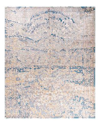 Traditional Ikat Hand Knotted Abstract Silk & Wool Blend Gray Area Rug 8' 2" x 10' 1"