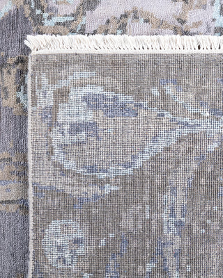 Traditional Ikat Hand Knotted Abstract Silk & Wool Blend Gray Area Rug 8' 3" x 10' 3"