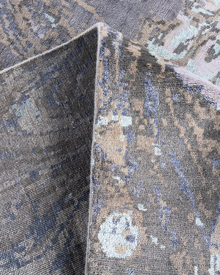 Traditional Ikat Hand Knotted Abstract Silk & Wool Blend Gray Area Rug 8' 3" x 10' 3"