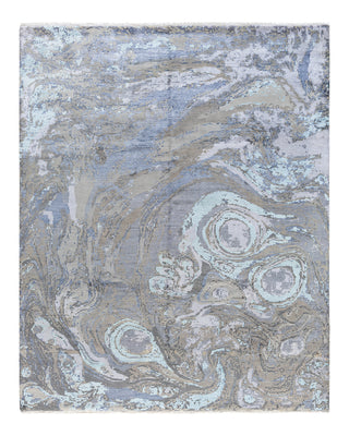 Traditional Ikat Hand Knotted Abstract Silk & Wool Blend Gray Area Rug 8' 3" x 10' 3"