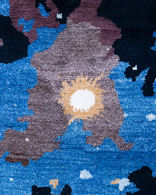 Traditional Ikat Hand Knotted Abstract Silk & Wool Blend Black Area Rug 8' 2" x 10' 2"