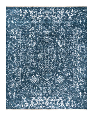 Traditional Ikat Hand Knotted Abstract Silk & Wool Blend Gray Area Rug 8' 1" x 10' 2"