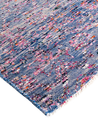 Contemporary Modern Hand Knotted Abstract Silk & Wool Blend Blue Area Rug 7' 10" x 9' 10"