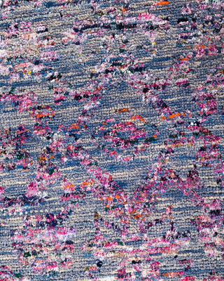 Contemporary Modern Hand Knotted Abstract Silk & Wool Blend Blue Area Rug 7' 10" x 9' 10"