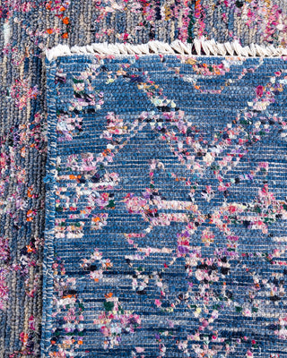 Contemporary Modern Hand Knotted Abstract Silk & Wool Blend Blue Area Rug 7' 10" x 9' 10"