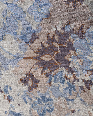Traditional Ikat Hand Knotted Abstract Silk & Wool Blend Gray Area Rug 8' 2" x 10' 2"