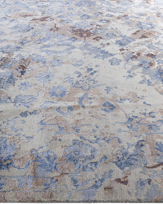 Traditional Ikat Hand Knotted Abstract Silk & Wool Blend Gray Area Rug 8' 2" x 10' 2"