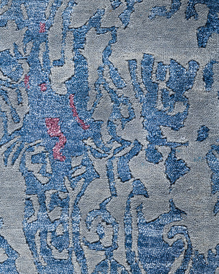 Contemporary Modern Hand Knotted Abstract Silk & Wool Blend Gray Area Rug 9' 2" x 11' 10"