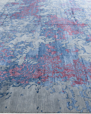 Contemporary Modern Hand Knotted Abstract Silk & Wool Blend Gray Area Rug 9' 2" x 11' 10"