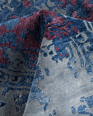 Contemporary Modern Hand Knotted Abstract Silk & Wool Blend Gray Area Rug 9' 2" x 11' 10"