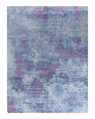 Contemporary Modern Hand Knotted Abstract Silk & Wool Blend Gray Area Rug 9' 2" x 11' 10"