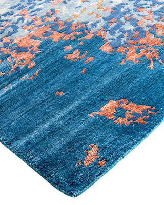 Contemporary Modern Hand Knotted Abstract Silk & Wool Blend Gold Area Rug 9' 1" x 12' 1"