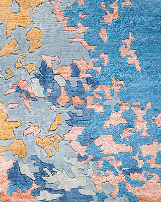Contemporary Modern Hand Knotted Abstract Silk & Wool Blend Gold Area Rug 9' 1" x 12' 1"