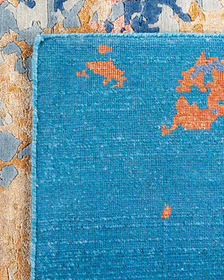 Contemporary Modern Hand Knotted Abstract Silk & Wool Blend Gold Area Rug 9' 1" x 12' 1"