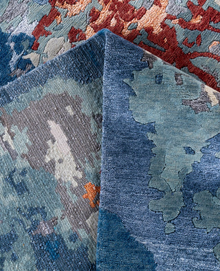 Contemporary Abstarct Wool, Silk Hand Knotted Navy Area Rug 8' 4" x 10' 0"