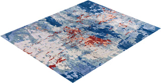 Contemporary Abstarct Wool, Silk Hand Knotted Navy Area Rug 8' 4" x 10' 0"