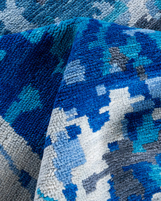 Contemporary Modern Hand Knotted Abstract Wool Blue Area Rug 7' 10" x 10' 2"