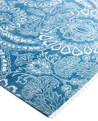 Traditional Floral Wool, Silk Hand Knotted Green Area Rug 9' 0" x 12' 2"