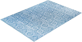 Traditional Floral Wool, Silk Hand Knotted Green Area Rug 9' 0" x 12' 2"