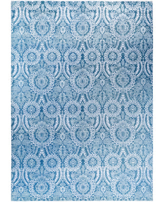 Traditional Floral Wool, Silk Hand Knotted Green Area Rug 9' 0" x 12' 2"