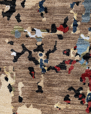 Traditional Ikat Hand Knotted Abstract Silk & Wool Blend Navy Area Rug 9' 4" x 12' 4"