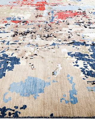 Traditional Ikat Hand Knotted Abstract Silk & Wool Blend Navy Area Rug 9' 4" x 12' 4"