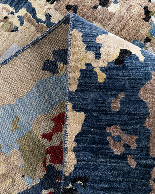 Traditional Ikat Hand Knotted Abstract Silk & Wool Blend Navy Area Rug 9' 4" x 12' 4"