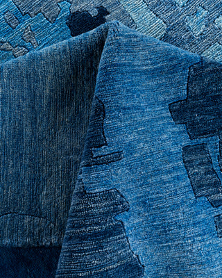 Contemporary Modern Hand Knotted Abstract Wool Blue Area Rug 9' 2" x 12' 4"