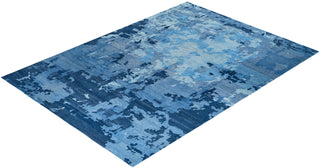 Contemporary Modern Hand Knotted Abstract Wool Blue Area Rug 9' 2" x 12' 4"