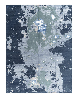 Contemporary Modern Hand Knotted Abstract Silk & Wool Blend Gray Area Rug 9' 3" x 12' 2"